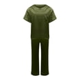thumbnail image 6 of Baqcunre Women's Solid Soft Pajamas Home Wear Short Sleeve Top and Loose Trousers Sets Womens Pajama Sets Lounge Sets for Women Two Piece Sets for Women Pants for Women ,Green,Size S-Xxl, 6 of 7