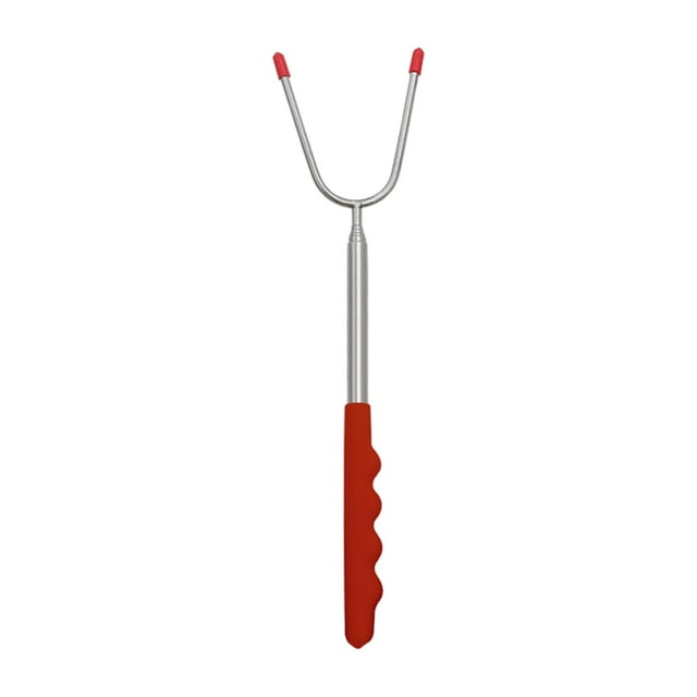 Palitos para asar, accesorios multiusos para cocina, mango telescópico de madera y metal. rojo
