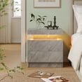 thumbnail image 2 of Cubehom Nightstand LED End Table Modern Bedside Table with 2 Drawers Wood Furniture for Adults Bedroom Living Room All Grey, 2 of 5