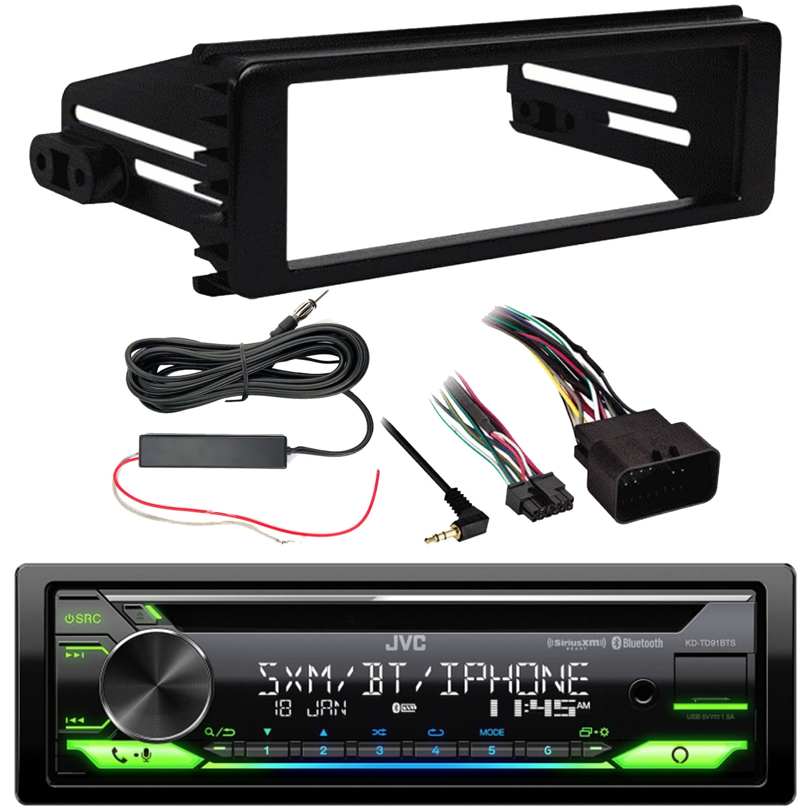 JVC KDTD91BTS Single DIN CD Player Bluetooth USB AUX AM/FM