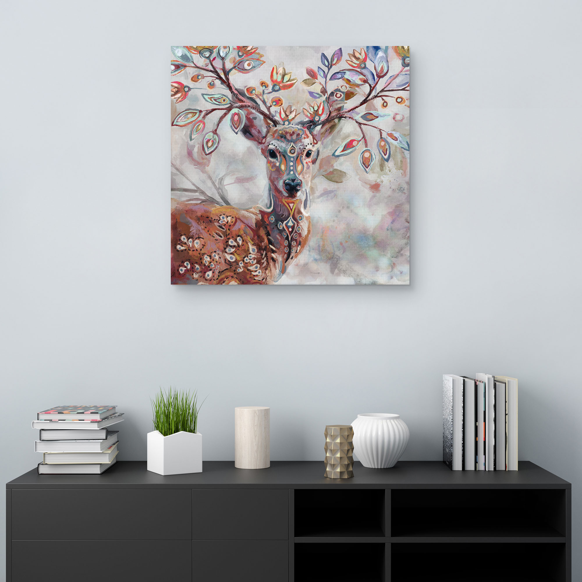 Boho Deer by Studio Arts Canvas Art Print