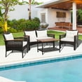 thumbnail image 2 of Gymax 4PCS Rattan Patio Furniture Set Acacia Wood Outdoor Conversation Set w/ Cushions, 2 of 10