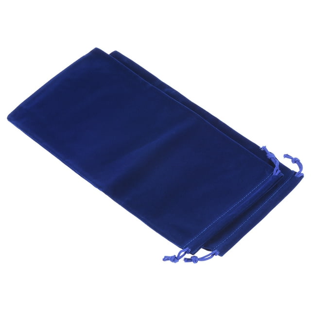 Unique Bargains 30x15cm Microfiber Pouch, 2Pcs Soft Storage Drawstring Gift Bag, Dark Blue