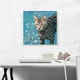 thumbnail image 2 of ARTCANVAS Savannah Cat Breed Teal Canvas Art Print - Size: 18" x 18" (1.50" Deep), 2 of 9