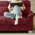 thumbnail image 3 of Modern Snowfleece Velvet Three Seat Sofa Couch with Nailhead Trim, High Back Support, Thick Foam Spring Cushions, Wood Metal Frame, 700LB Capacity, for Living Room Bedroom Office Lounge (Burgundy), 3 of 9