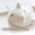thumbnail image 3 of Taza de café con tapa y diseño de gato, taza de viaje de cerámica con tapa en 3D de gato, taza alta reutilizable para té, leche y té de burbujas (rosa)., 3 of 4