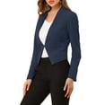 thumbnail image 5 of Women's Work Office Blazer Collarless Business Casual Suit Jacket Cropped Blazer XS Navy, 5 of 9