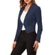thumbnail image 4 of Blazer de oficina para mujer sin cuello, chaqueta de traje casual de negocios, blazer corto 2XL azul marino, 4 of 7