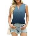 thumbnail image 2 of Womens Pullover Tops Spring Fall Clothes 2025 Long Sleeve Shirts Loose Festival Tops Print Color Sleeveless V-neck Pullover With Button Down Hem Blouses Top Plus Size Tops For Women Summer, 2 of 7