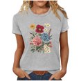 thumbnail image 2 of JTZGDY Western Shirts for Women Loose Fit Casual Summer Boho Floral Print Short Sleeve Crewneck Basic Tunic Tees Vintage Outfit Clothes Gray#01 S, 2 of 4