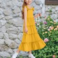 thumbnail image 3 of Girls Dress Boho Flutter Sleeve Tiered A Line Summer Dresses Kids Square Neck Flowy Sundress 3-13 Years, 3 of 5