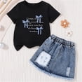 thumbnail image 4 of Ensemble Jupe en Denim à Col Rond et Manches Mi-Longues pour Filles, Tenue Décontractée 2 Pcs avec Taille Élastique, 4 of 6
