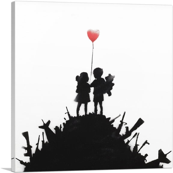 ARTCANVAS Kids on Guns Hill Canvas Art Print by Banksy - Size: 18" x 18" (0.75" Deep)
