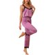 thumbnail image 4 of Conjunto de pijama de satén para mujer Cheibear con encaje, 2 piezas, camisón de dormir con pantalones largos, ropa de casa, morado S, 4 of 6
