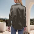 thumbnail image 4 of Gswybco Satin Blouses for Women Long Sleeve Collared Button Down Shirts Office Work Solid Color Tops, 4 of 5