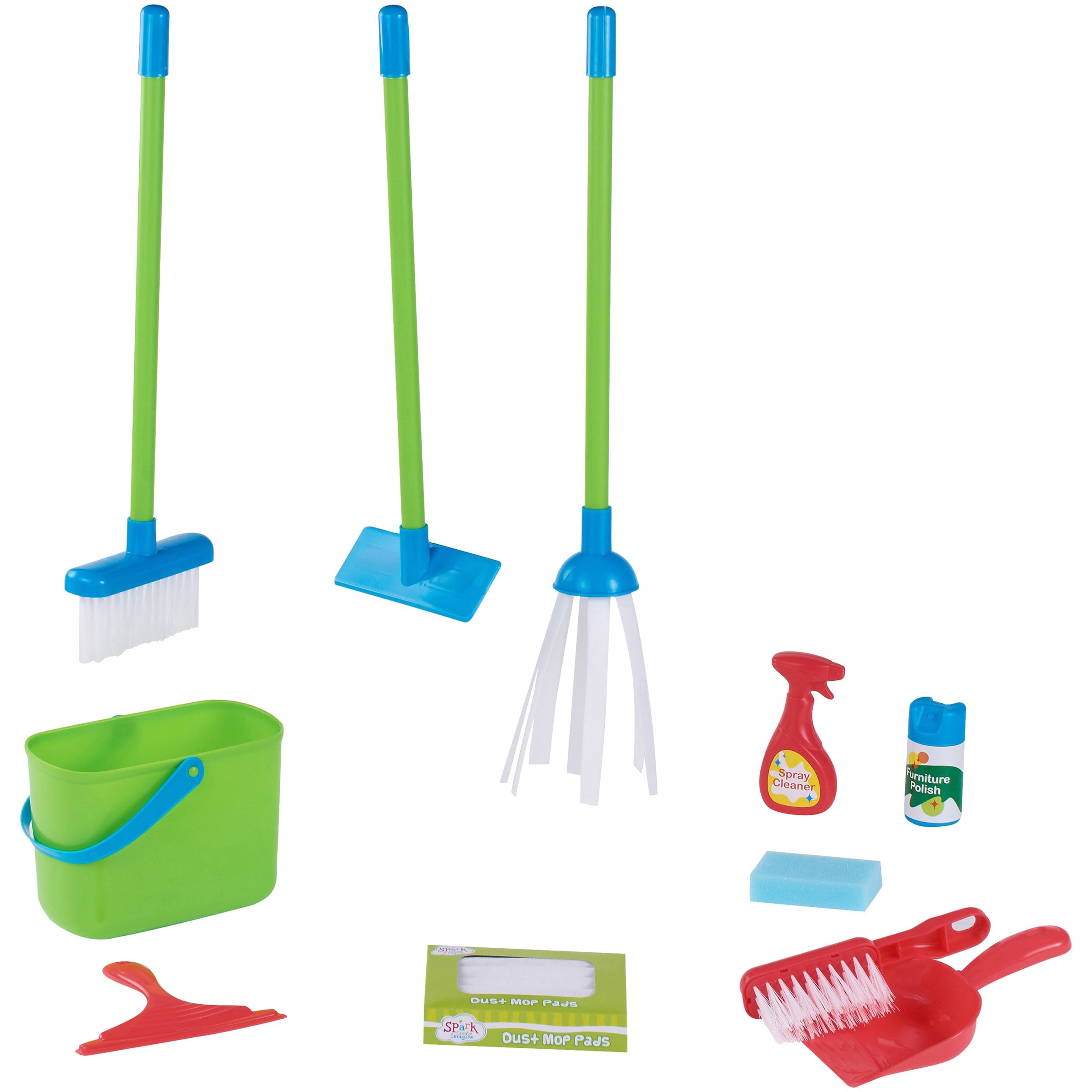 Spark Create Imagine Toddler Pretend Cleaning Play Set Broom MOP Bucket 3 for sale online 