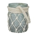 thumbnail image 6 of DecMode Teal Glass Decorative Candle Lantern with Rope Handle, 6 of 9