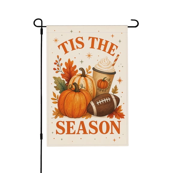 Garden Flag 12x18 Inch Fall Pumpkin Leaves Football Outdoor Decor Style