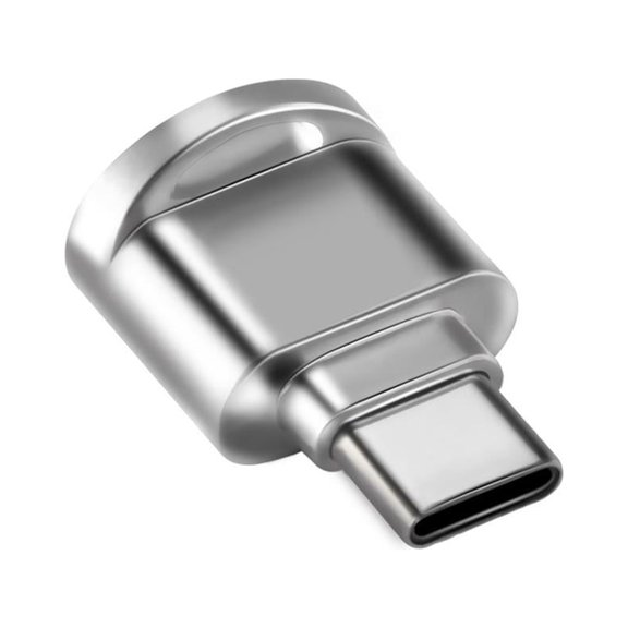 Adaptador de Lector Bearachild Metal Plateado Interfaz USB3.1 Tipo C Compatible con 128GTF