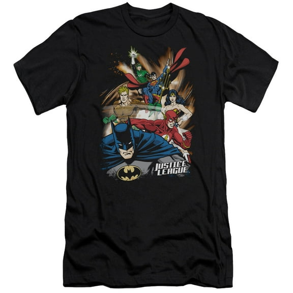 JLA Justice League Starburst S/S Adult 30/1 T-Shirt Black