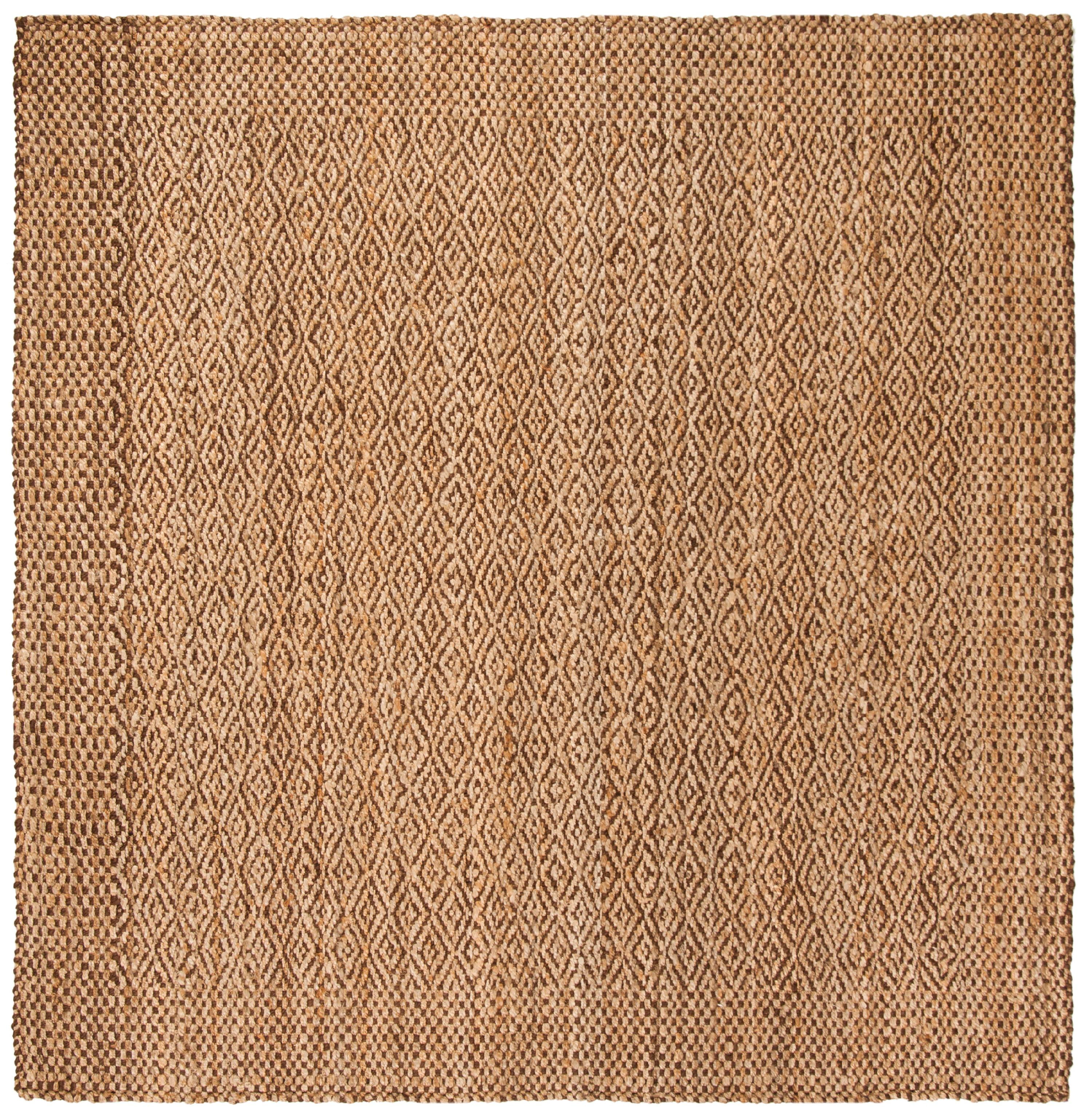 SAFAVIEH Natural Fiber Doreen Geometric Jute Area Rug, Natural/Brown, 5' x 5' Square