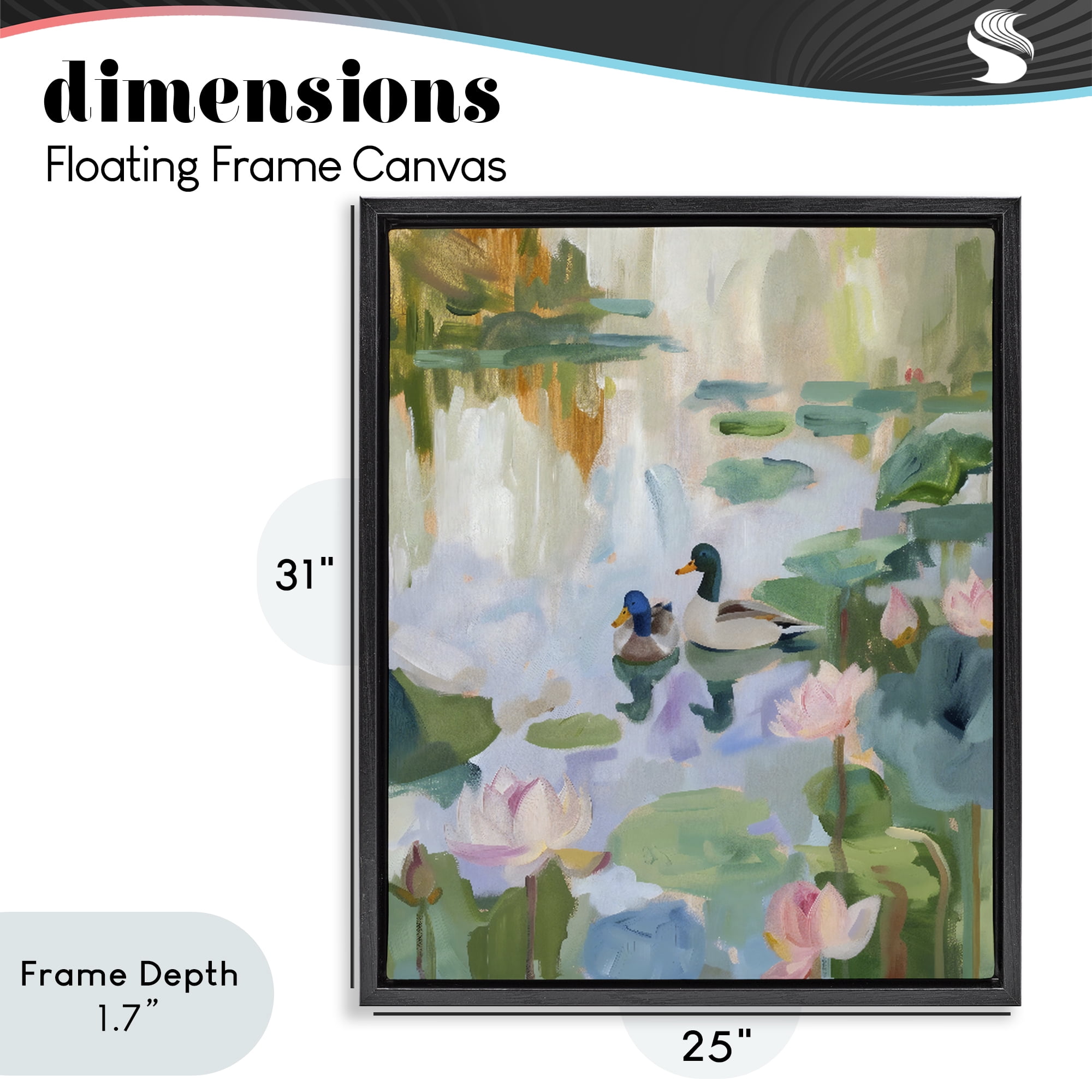 Stupell Industries Duck Pond During Tranquil Morning Black Framed Floater Canvas Wall Art, design by The Prints Vibe