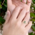 thumbnail image 6 of Natural Green Amethyst Prasiolite Yellow Tone Silver Size-8 Art Deco Pear Teardrop Chevron Ring Cocktail Crown Style Cluster CZ Wedding Engagement Ring For Women 925 Sterling Silver, 6 of 6