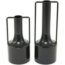 DecMode 16", 12"H Black Metal Vase with Handles, Set of 2