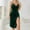 Green, variant on Womens Velvet Slip Dress Lace Trim Nightgown V-Neck Midi Sleepwear Dark Green Loungewear,Size M