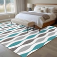 thumbnail image 4 of Cyan Turquoise Grey Large Area Rugs 5x8 ft Medieval Print Waves Geometric Washable Rug Non Slip Indoor Carpet Absorbent Floor Mat for Living Room Bedroom Dining Room, 4 of 9