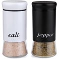 thumbnail image 1 of Salt and Pepper Shakers Set, Farmhouse Salt Pepper Shakers with Clear Glass Bottom, 5 oz Salt and Pepper Set for Cooking Table, RV, BBQ, Easy to Clean & Refill White, 1 of 7