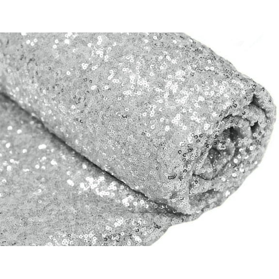 DECORATIVE SILK INC. Sparkly Glitz Sequins Beaded Fabric 54" Wide 100% Polyester By The Yard( SILVER)