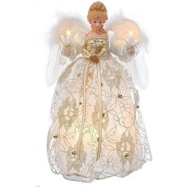 Kurt S. Adler Ivory and Gold Angel Treetop, UL 10-Light 12-inch
