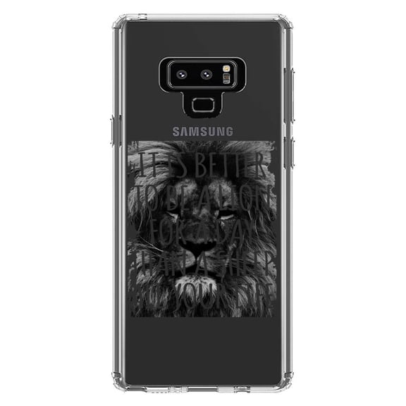 DistinctInk Clear Shockproof Hybrid Case for Samsung Galaxy Note 9 - TPU Bumper Acrylic Back Tempered Glass Screen Protector - Better to Be A Lion For a Day Than A Sheep