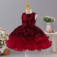 thumbnail image 7 of LIIPEE Girls Dresses Rose Sequined Puffy Evening Dress Children Birthday Party Elegant Solid Color Crew-Neck Sleeveless Princess Dress,Red,12-13 Years, 7 of 7