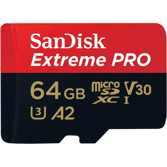 64GB Extreme PRO® microSD™ UHS-I Card with Adapter C10, U3, V30, A2, 200MB/s Read 90MB/s Write