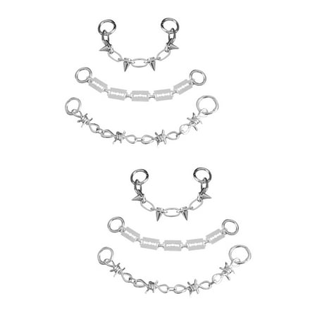 2 Pack Shoe Jewelry Decor Lace Buckle Link Charms Chains Man Silver