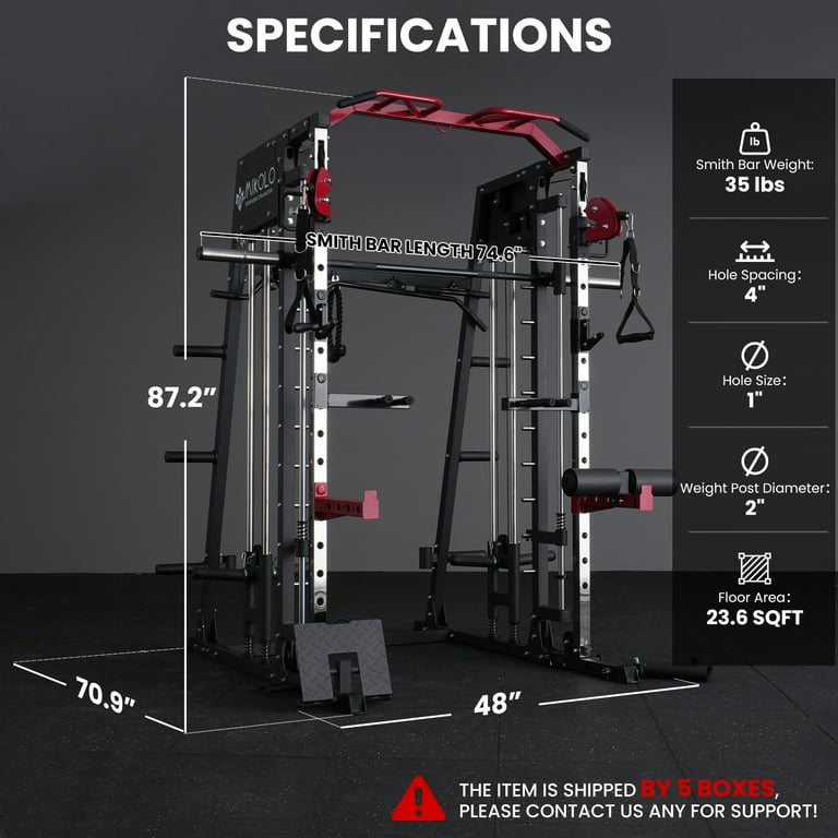 Mikolo Smith Machine Home Gym, 2200 lbs Power Rack, 800LB Capacity