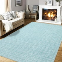 Washable Checkered Area Rugs 5' x 7', Throw Carpet for Bedroom Living Room Entrance Laundry Bathroom Plaid Modern Farmhouse Rug, Mint Green