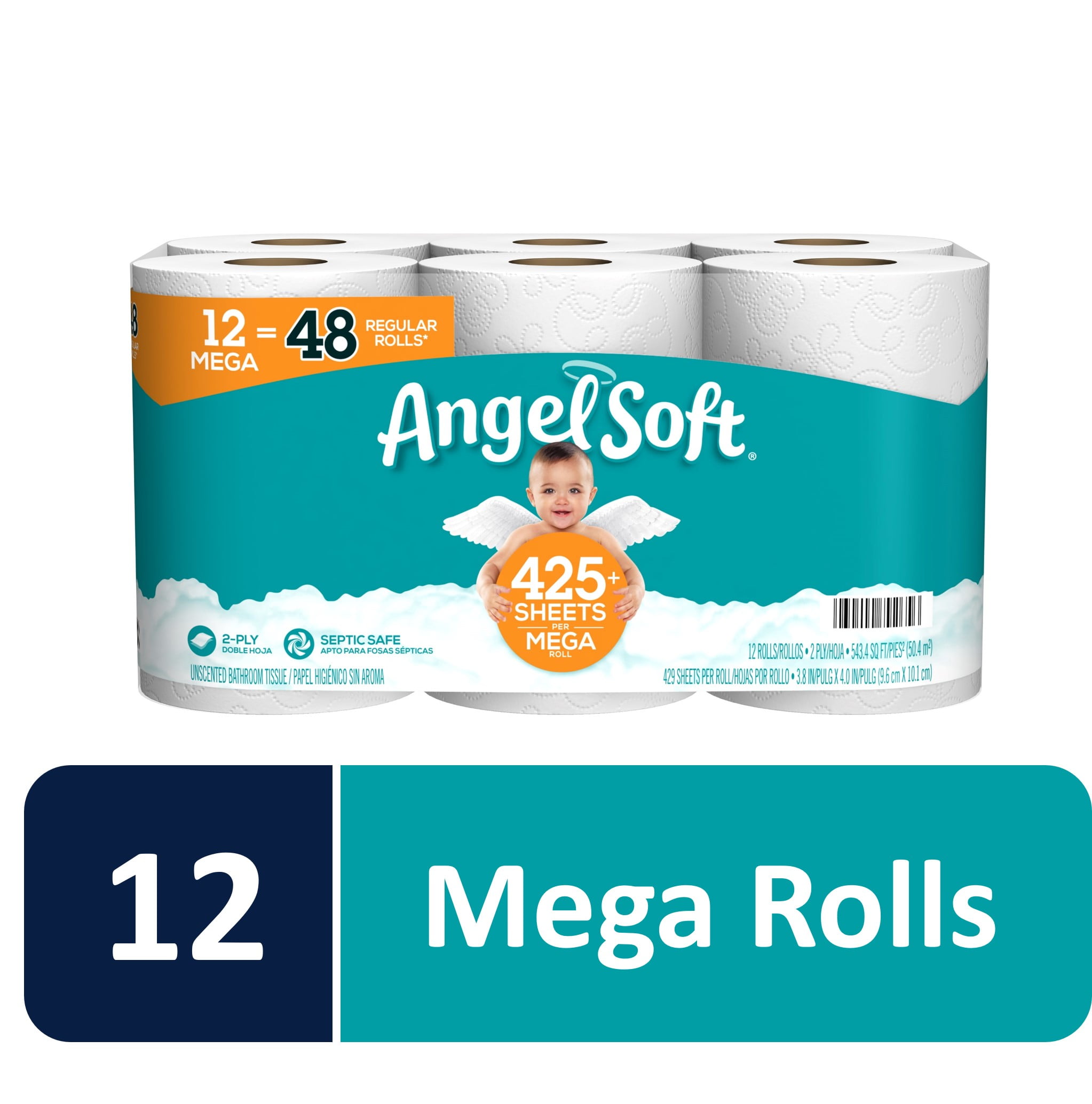 Angel Soft 791565 12 Mega Rolls Toilet Paper for sale online