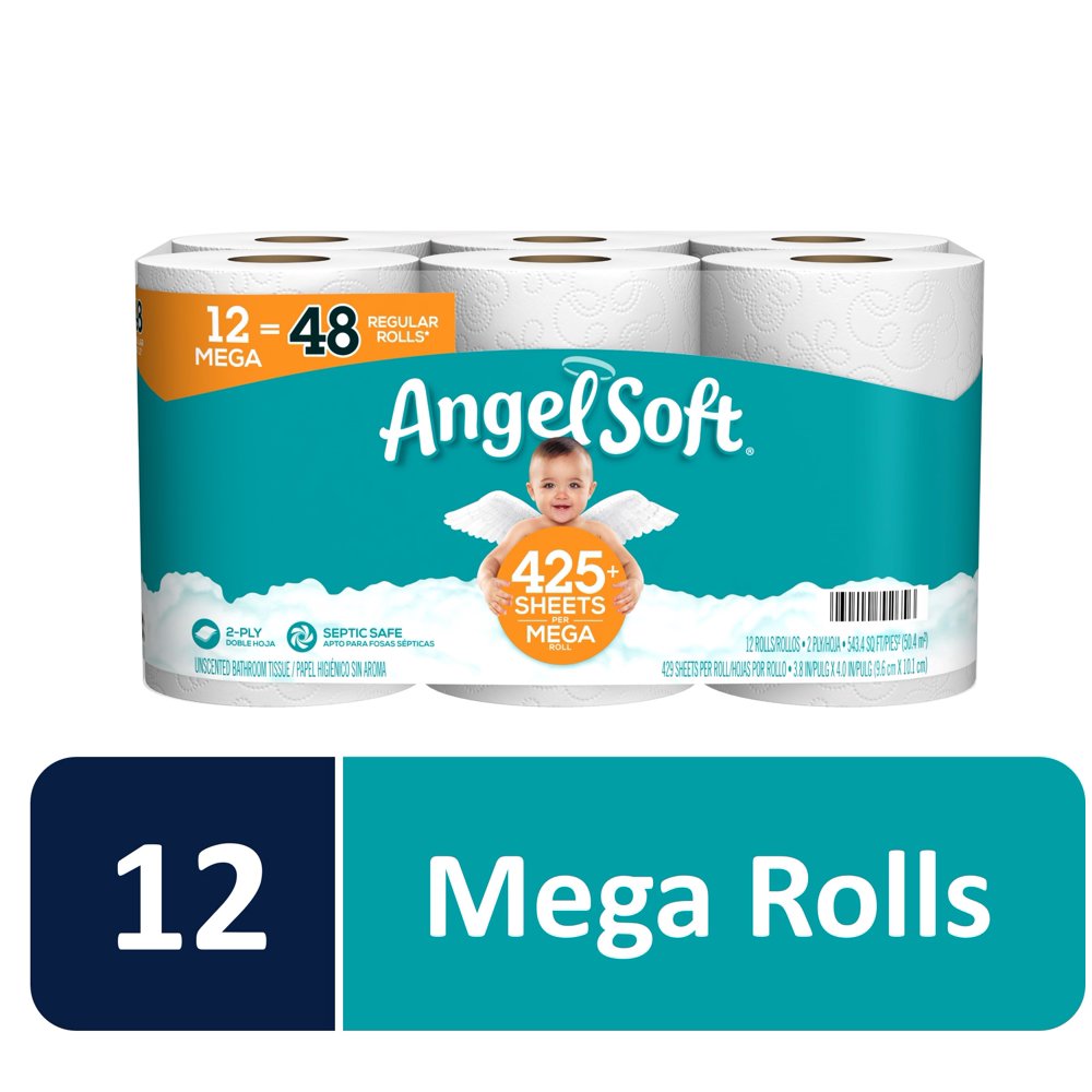 Angel Soft Toilet Paper, 12 Mega Rolls
