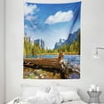 thumbnail image 1 of Yosemite Tapestry, Yosemite Merced River El Capitan Half Dome in California National Park Waterscape, Wall Hanging for Bedroom Living Room Dorm Decor, 60W X 80L Inches, Green Blue, by Ambesonne, 1 of 2