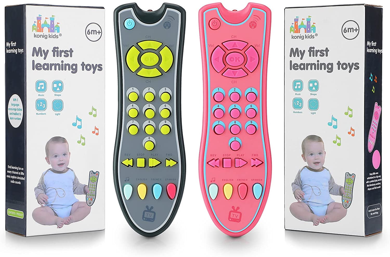 Realistic Baby TV Remote Control Toy with Light Sound and Multilingual Learning Perfect Gift for 3 Month Old Boys or Girls in Estonia at 33 Rating 5