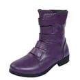 thumbnail image 2 of FITORON Womens Mid Calf Boots- Medium Tube Round Head Solid Side Zipper Low Heel Short Boots Shoes Purple 38, 2 of 8