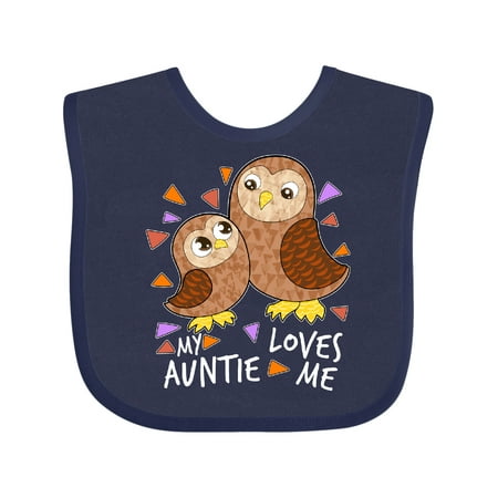 

Inktastic My Auntie Loves Me- Cute Owl Family Gift Baby Boy or Baby Girl Bib