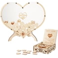 thumbnail image 3 of Wedding Guest Book, Wooden Picture Frame, Rustic Wedding Decorations, Drop Top Frame Sign Book Wooden Hearts Wedding Gift, 3 of 6