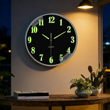 Decoration Wall Clock,Luminous Clock Stylish Silent Punch-Free Wall-Mounted Clock for Bedroom Living Room Office Decor