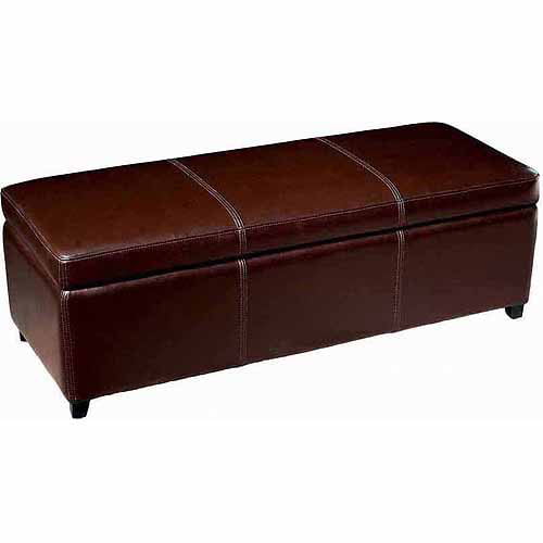 Leather Storage Bench Ottoman, Brown Leather Ottoman Storage Bench