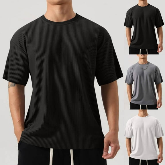 BXINGOHAI Men's Soft T Shirts Crewneck Lightweight T-Shirt Short Sleeve Casual Basic Tee Shirt Black,M