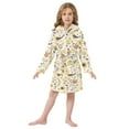 thumbnail image 6 of FORMRS Niños Bathrobe Unisex Hooded Robe Soft Plush Pajamas Sleepwear, Size 7-9T, Beige Birds Floral, 6 of 7